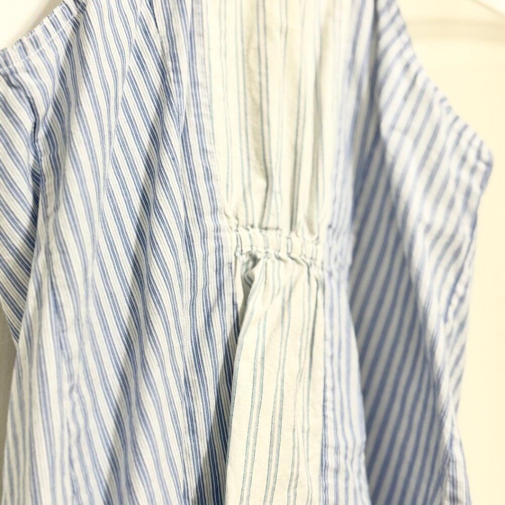 Maeve Blue, White Pinstriped Sleeveless Button-Down Top Blouse w/Collar, 0 - Picture 8 of 8